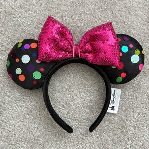 Disney Black Headband with Pink Sequin Bow